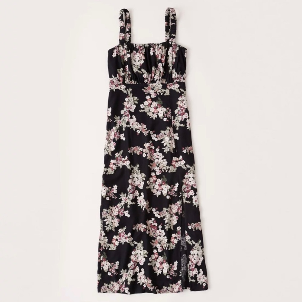 Abercrombie & Fitch Black Floral Medi Dress , Size Large